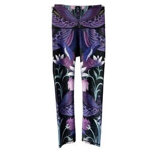 Yoga Democracy Cropped Leggings Dragonfly Purple Size XS *EUC